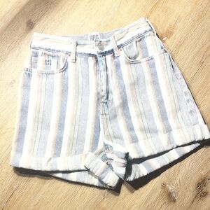 BDG Blue and Cream Striped Jean Shorts